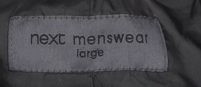 Next Mens Black Cotton Overcoat L Regular Fit Mid-Length Jacket