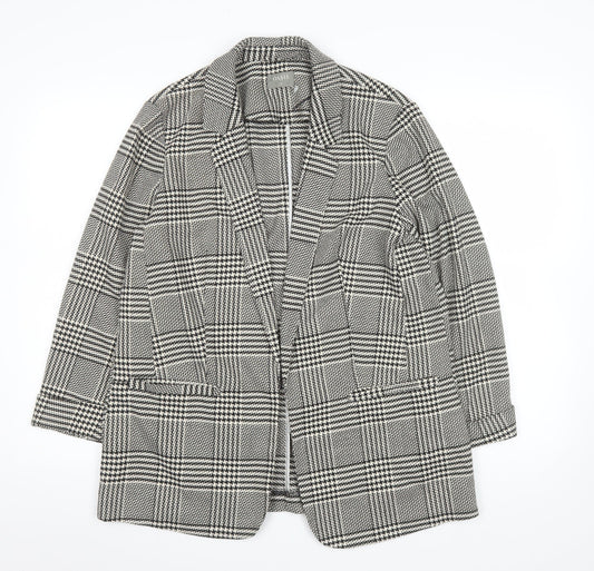 Oasis Women's Black Check Single Breasted Blazer UK 14 Classic Fit