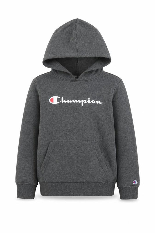Champion Boys Grey Pullover Hoodie 7-8 Years Graphic Logo Fleece Sweatshirt