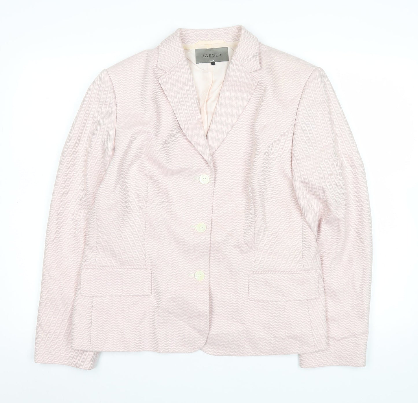 Jaeger Women Pink Wool Silk Blend Single-Breasted Blazer UK14