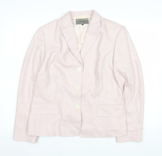 Jaeger Women Pink Wool Silk Blend Single-Breasted Blazer UK14