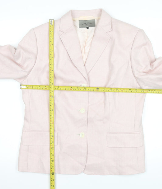 Jaeger Women Pink Wool Silk Blend Single-Breasted Blazer UK14