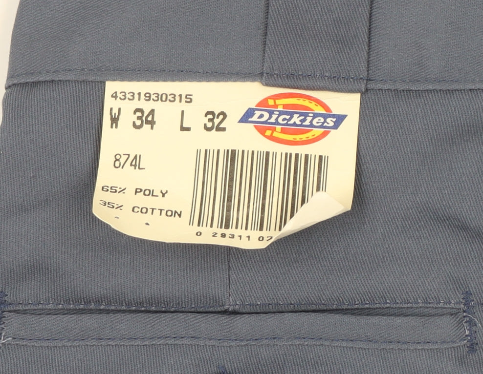 Dickies Men Blue 30x32 Regular Fit 874 Work Chino Trousers