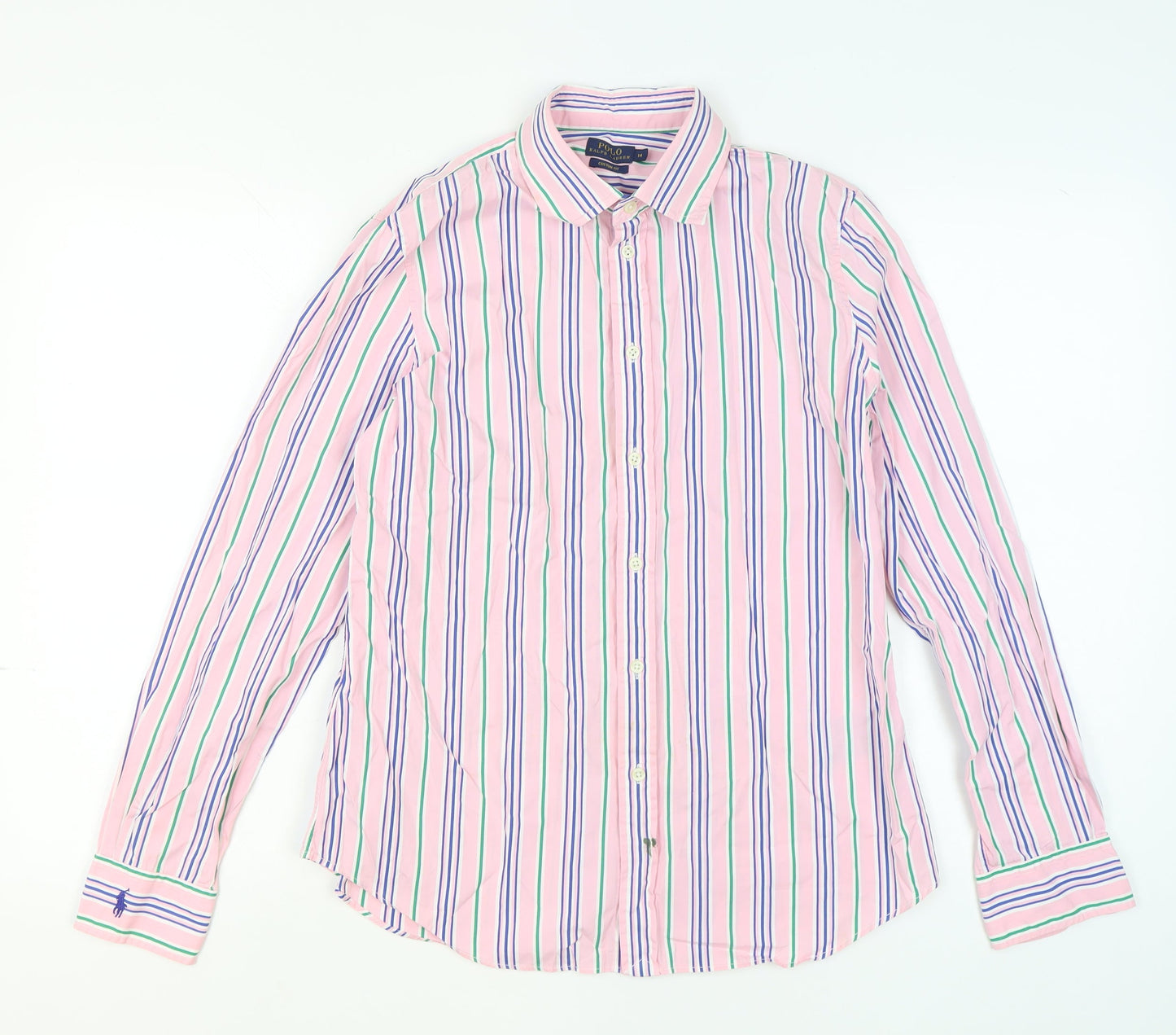 Womens UK Size 14 Ralph Lauren Pink 100% Cotton Button-Up