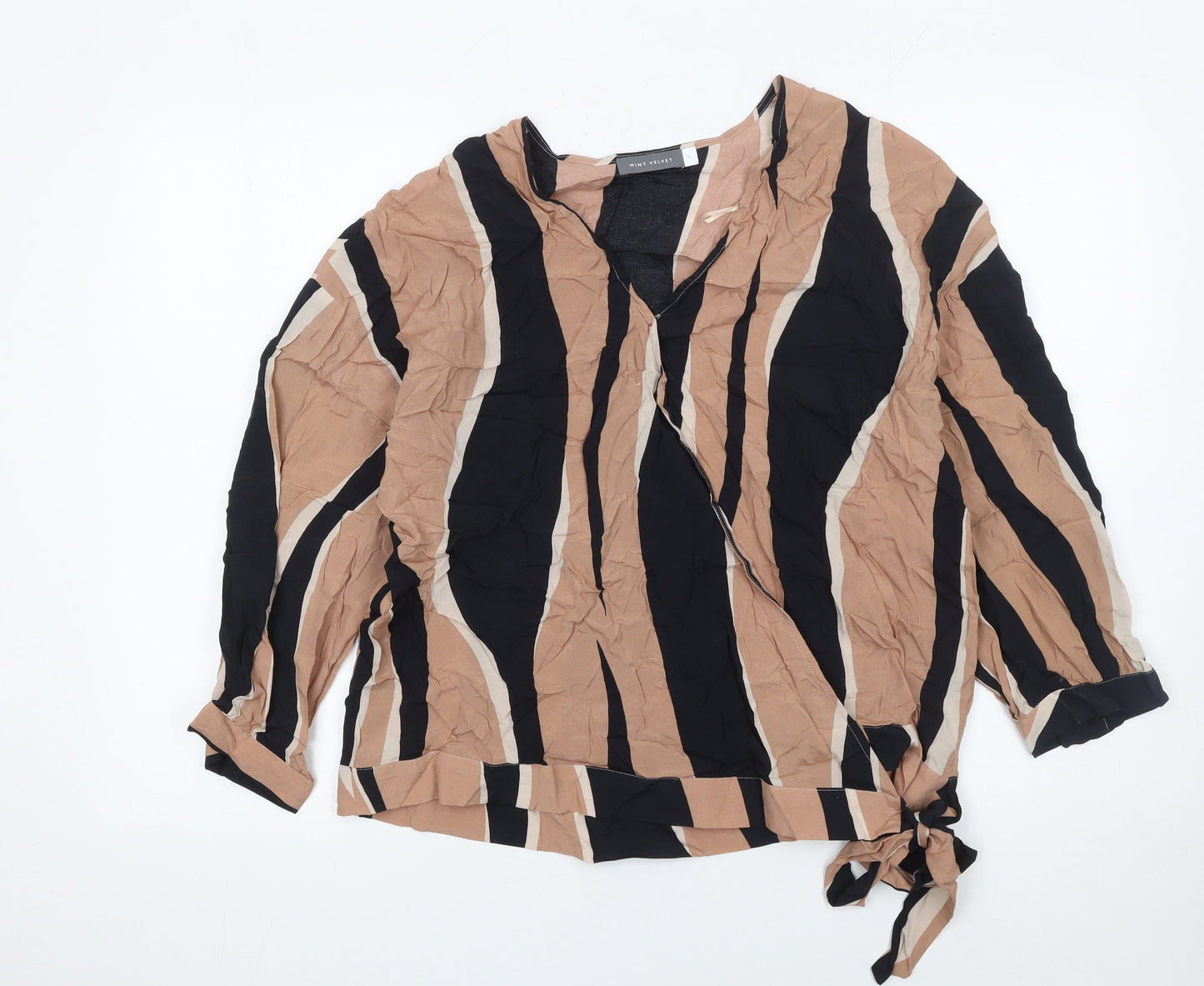 Mint Velvet Womens Multicoloured Stripe Wrap Blouse Size 16