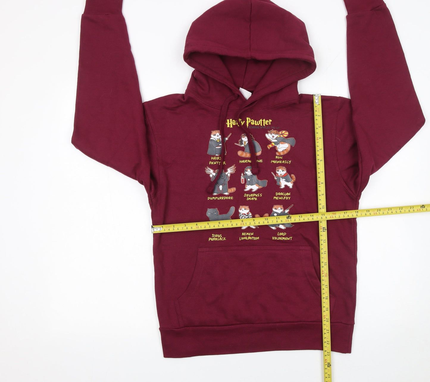 Famona Women's Burgundy Hoodie XS Graphic Cotton Blend Pullover