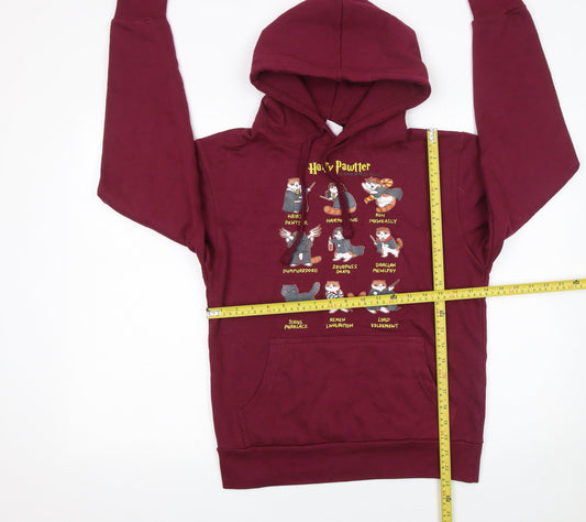Famona Women's Burgundy Hoodie XS Graphic Cotton Blend Pullover