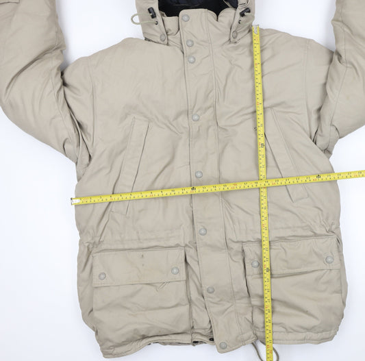Eddie Bauer Mens Beige XL Hooded Down Parka Jacket Winter Coat