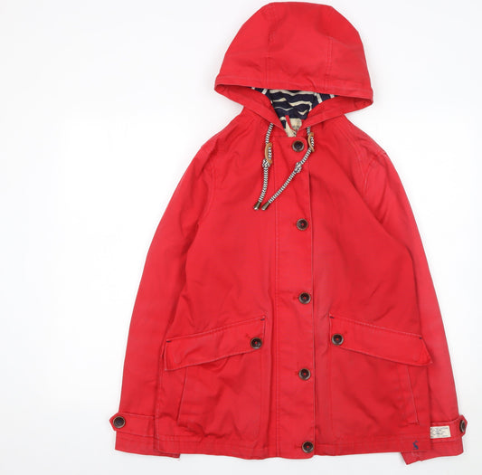 Womens UK Size 10 Regular Joules Red Cotton Blend Jacket