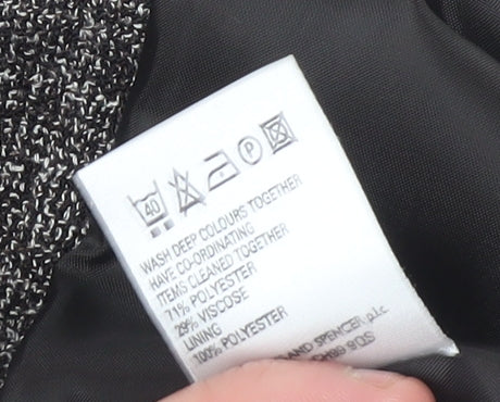 Marks and Spencer Womens Black Tweed One-Button Blazer Size 14