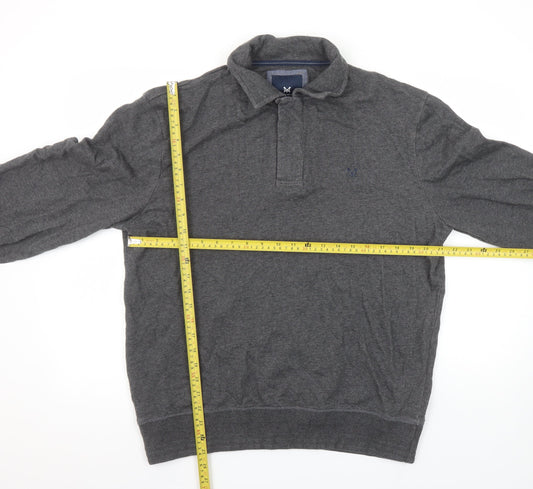 Crew Clothing Company Men Grey L Henley Sweatshirt 100% Cotton