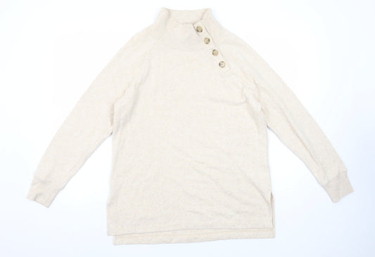 J.Crew Women Beige Button Henley Pullover Sweatshirt XS