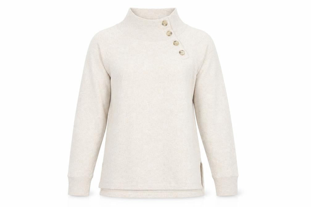 J.Crew Women Beige Button Henley Pullover Sweatshirt XS