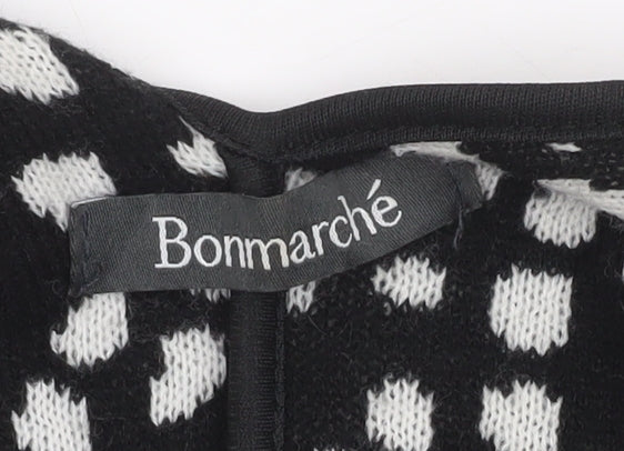 Bonmarché Women Black & White Animal Print Knit Cape One Size