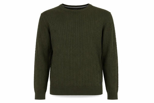 Jack & Jones Men’s Green Cable-Knit Cotton Pullover Jumper Size M