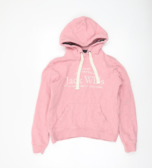Jack Wills Women Pink Cotton Pullover Hoodie UK 10