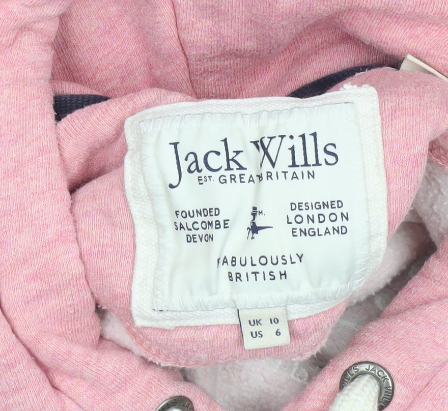Jack Wills Women Pink Cotton Pullover Hoodie UK 10