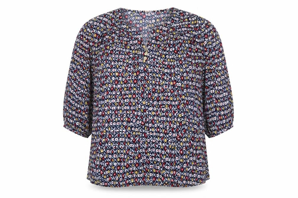 Claire Fontayne Women’s Multicoloured XL Geometric V-Neck 3/4 Sleeve Tunic Blouse