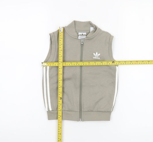 Adidas Boys Green Sleeveless Track Jacket 2-3 Years Full Zip Lightweight