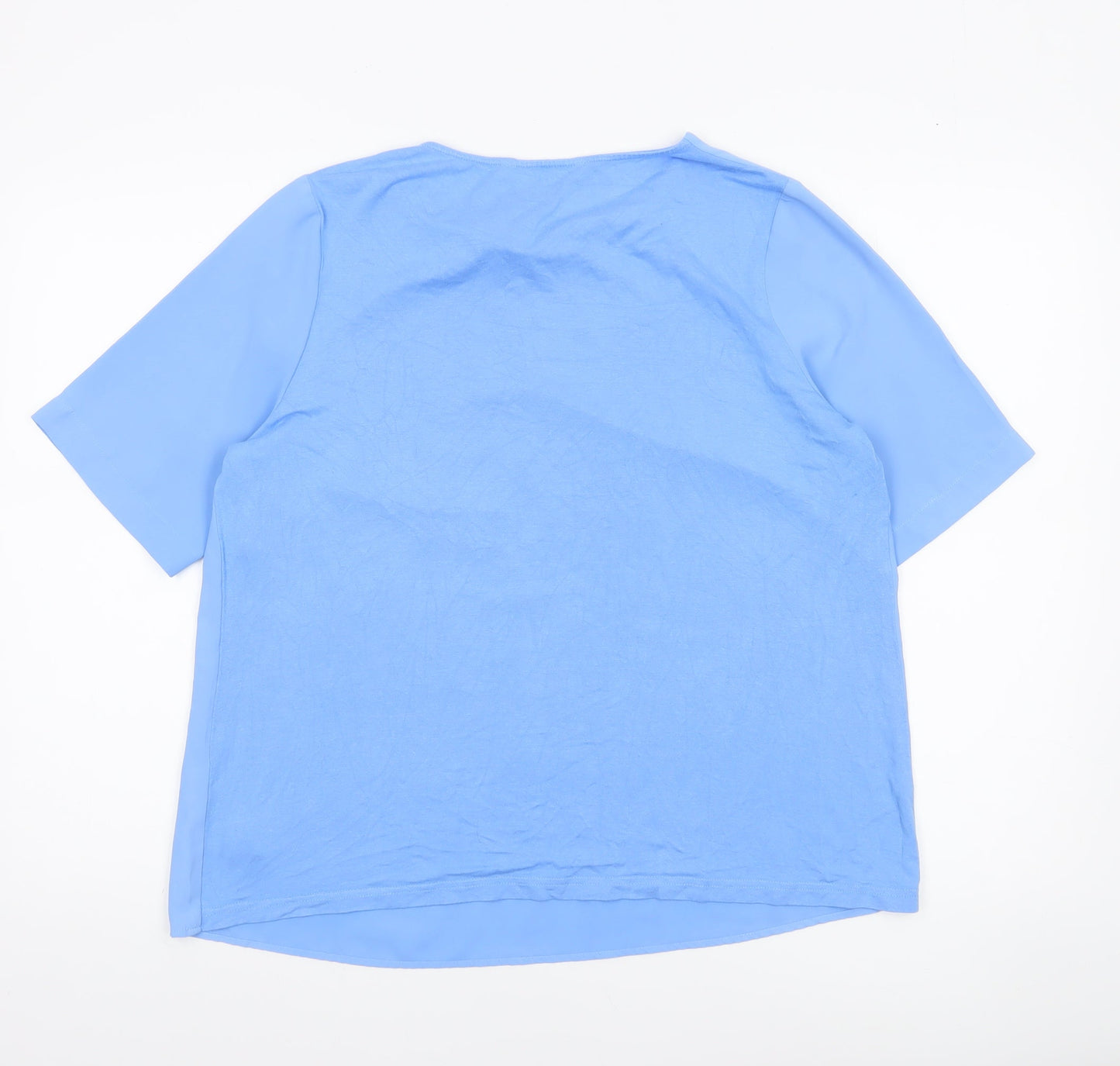 Dunnes Women Light Blue Short Sleeve Polyester Blouse M