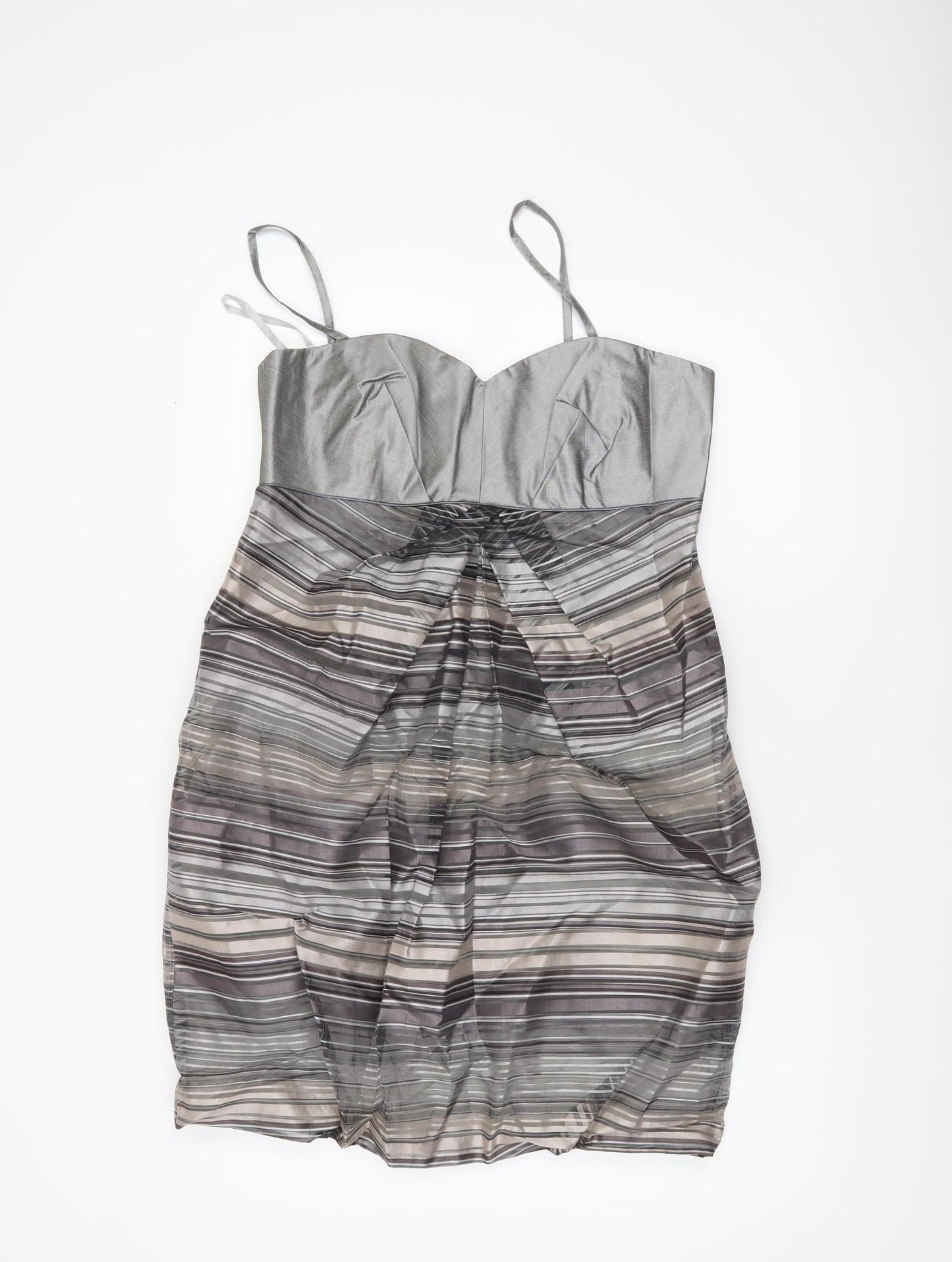 Principles Womens Grey Striped Bodycon Dress Size 14 Party Cocktail