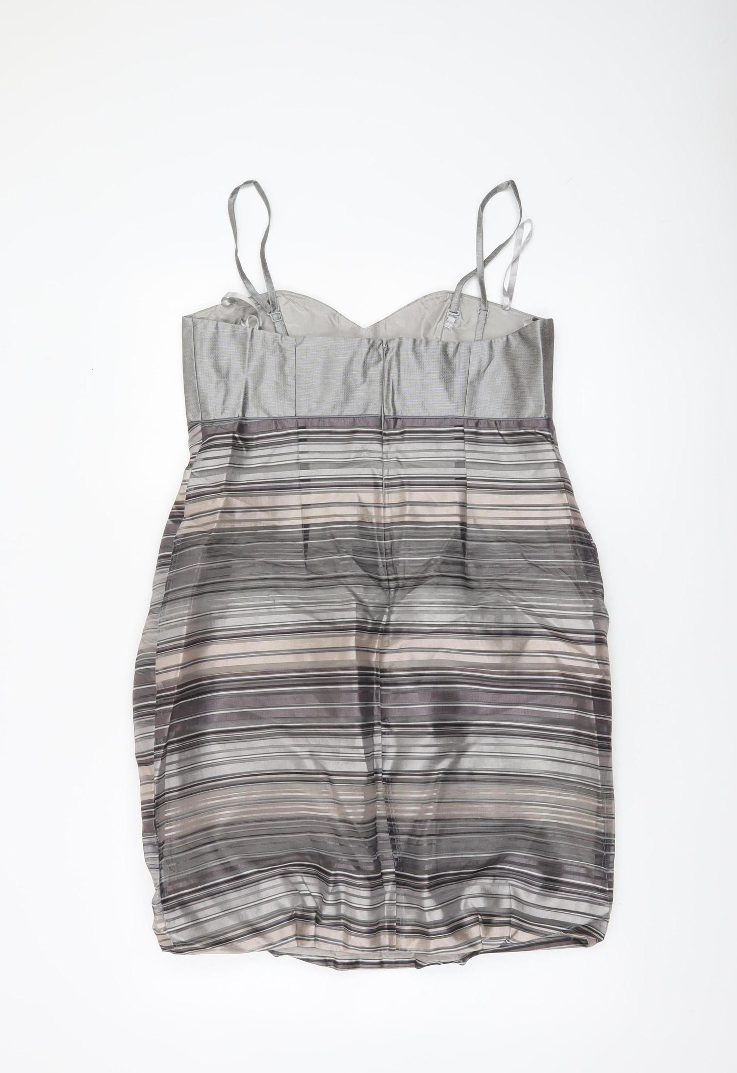 Principles Womens Grey Striped Bodycon Dress Size 14 Party Cocktail