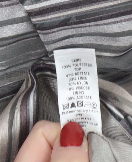 Principles Womens Grey Striped Bodycon Dress Size 14 Party Cocktail