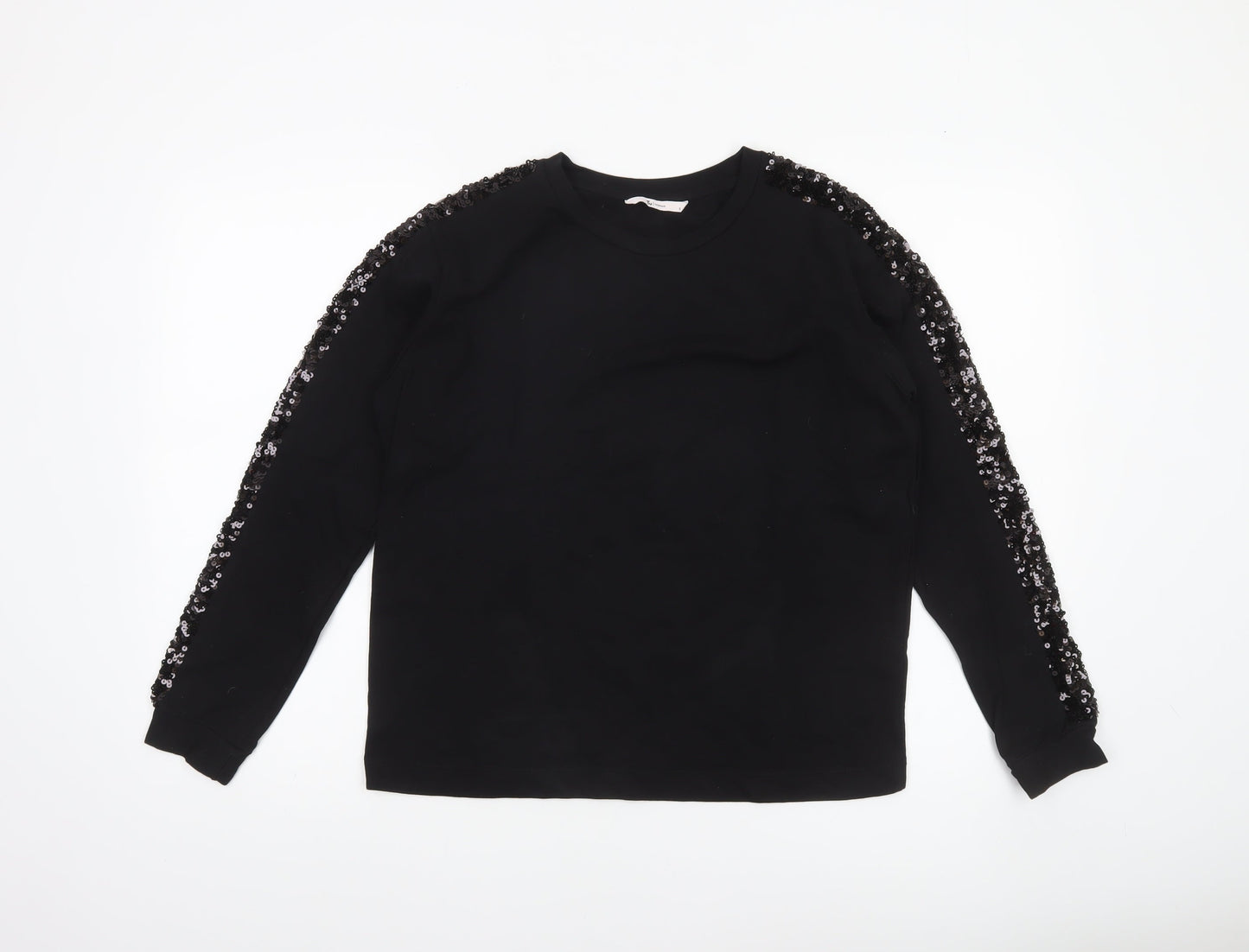 Tu Women’s Black Sequin Sleeve Pullover Sweatshirt Size 8