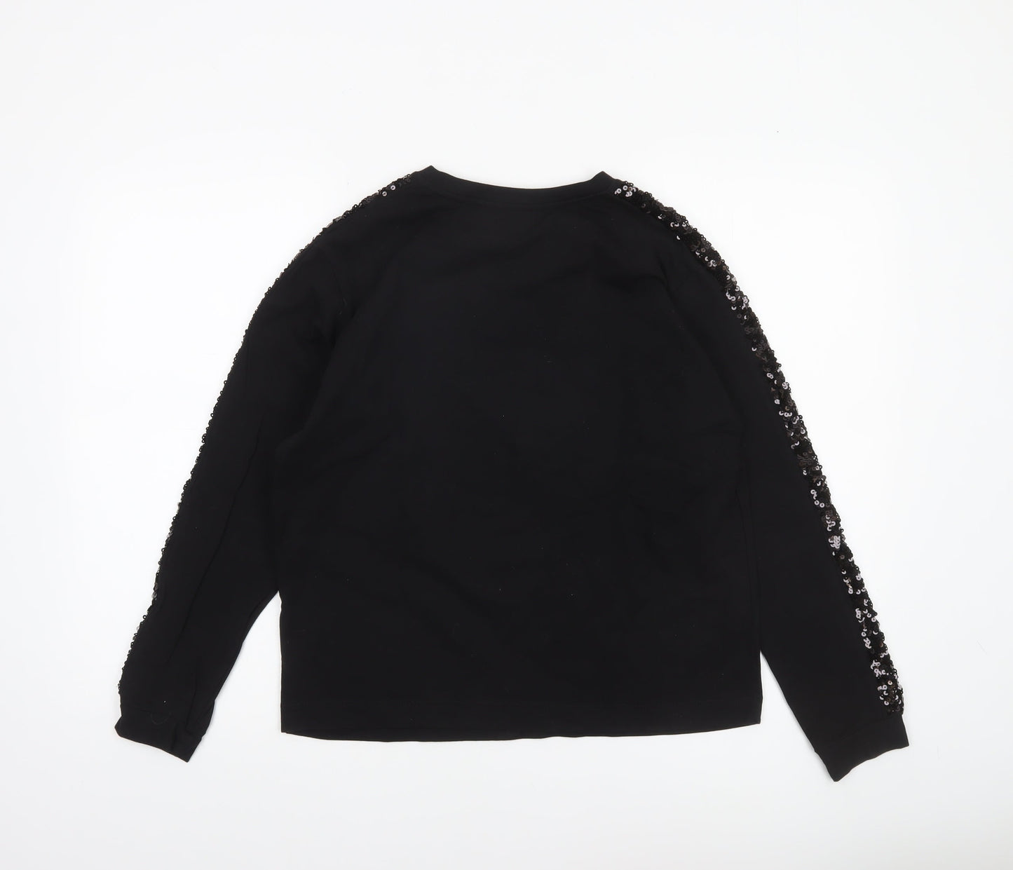 Tu Women’s Black Sequin Sleeve Pullover Sweatshirt Size 8