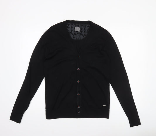 Guess Men's Black Cotton V-Neck Button Cardigan Size L