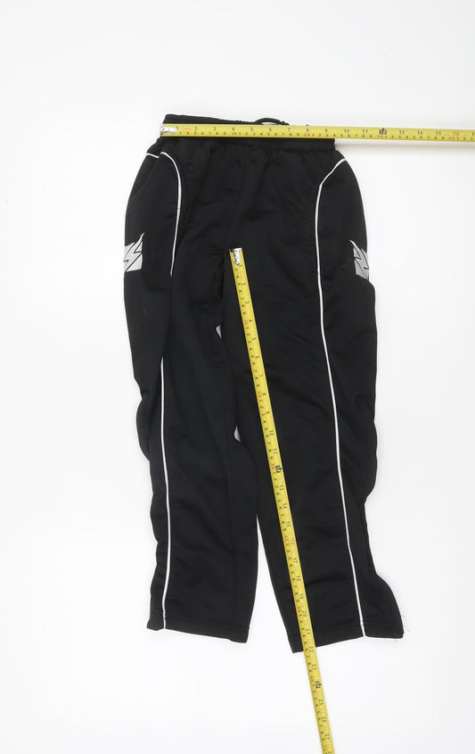 Zeus Boys Black 2XS Jogger Trousers with White Side Stripes