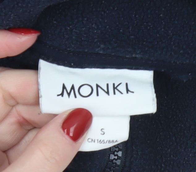 Monki Women Beige Colourblock 1/4 Zip Fleece Sweatshirt Size S