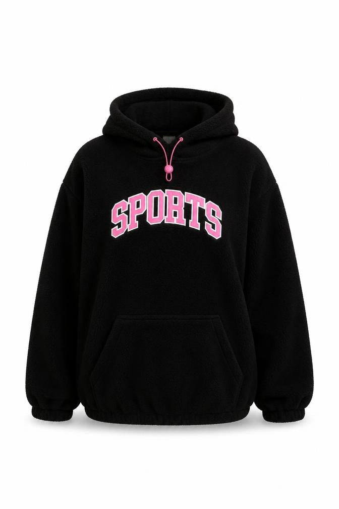 F&F Womens Black SPORTS Hoodie Size 14 Pullover Fleece