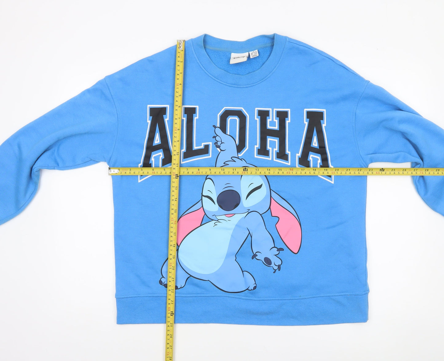 Disney Women’s Blue Stitch Aloha Sweatshirt Medium Pullover