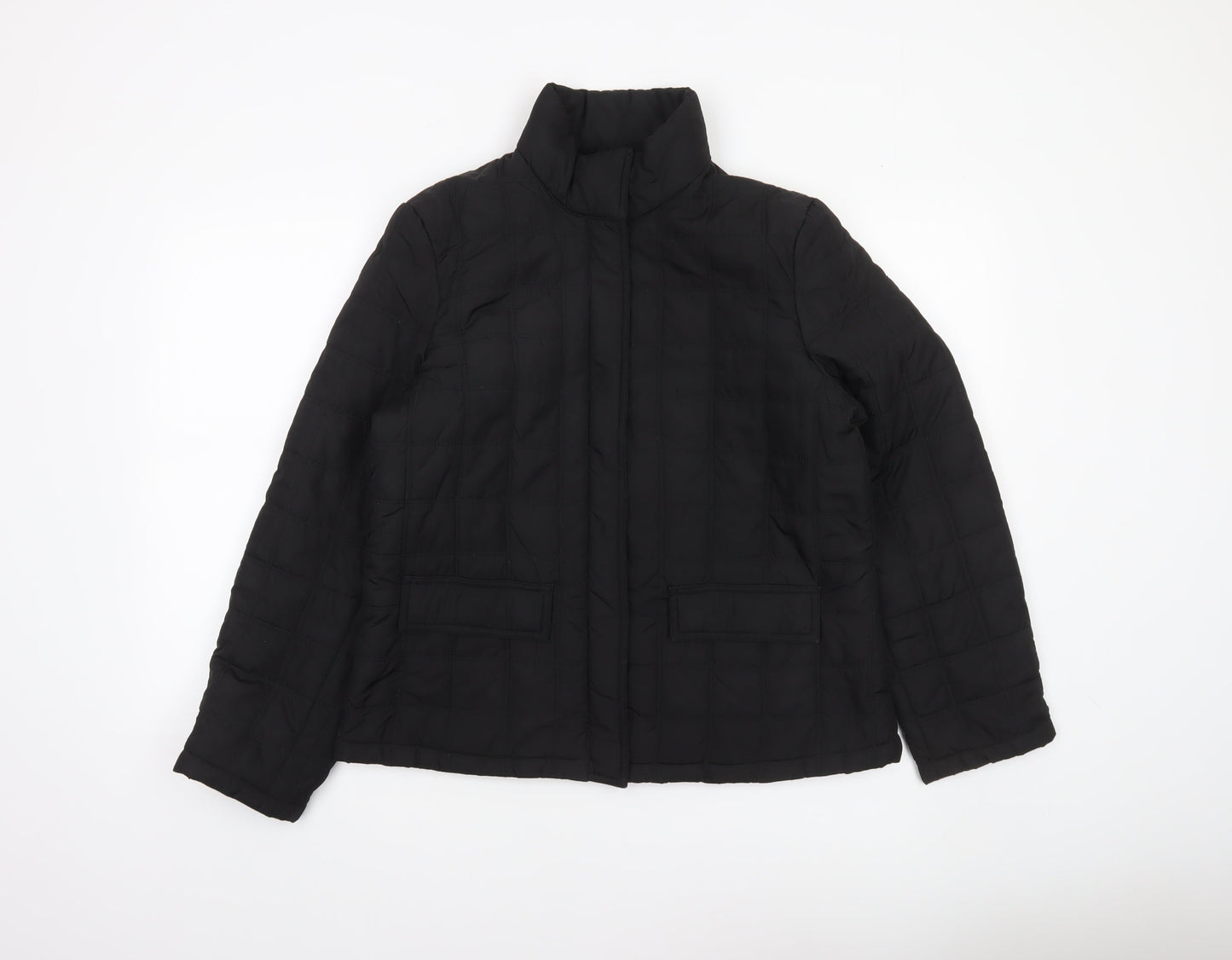 Bass Women's Black Quilted Puffer Jacket Size M Mid-Length Polyester