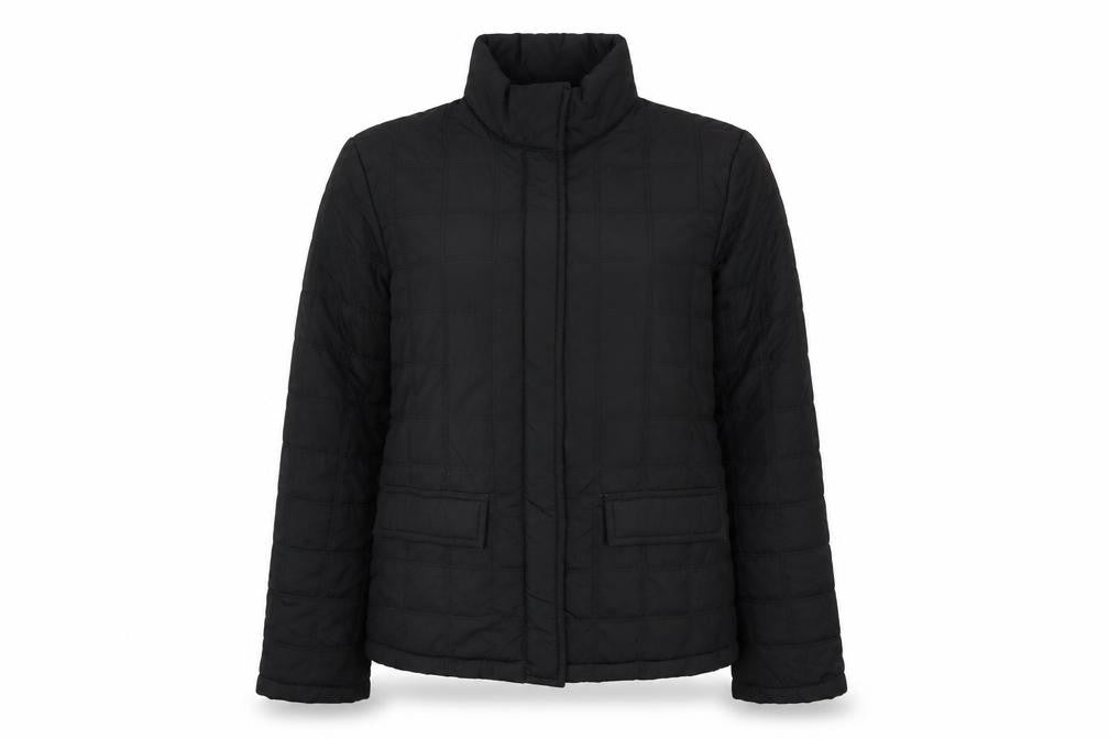 Bass Women's Black Quilted Puffer Jacket Size M Mid-Length Polyester