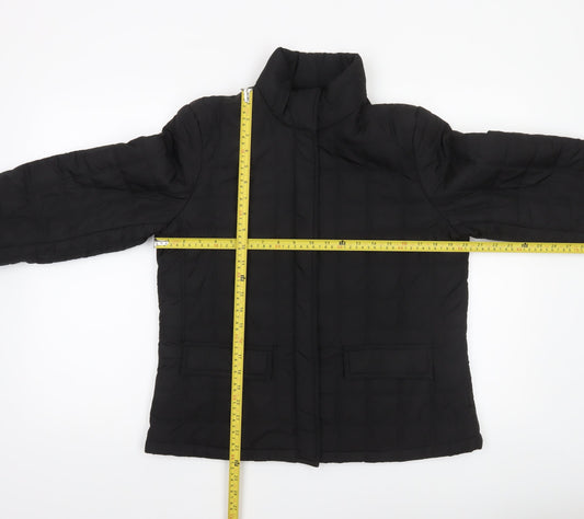 Bass Women's Black Quilted Puffer Jacket Size M Mid-Length Polyester