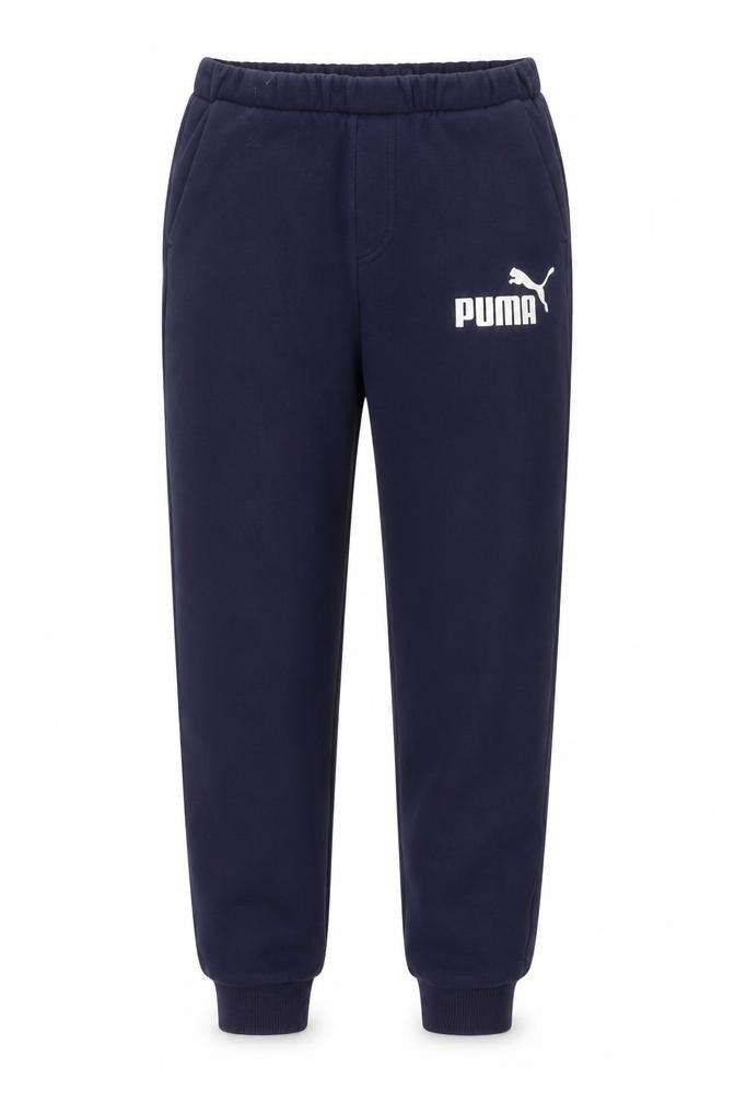Front view of Puma boys’ blue jogger sweatpants 13-14 years cotton blend activewear