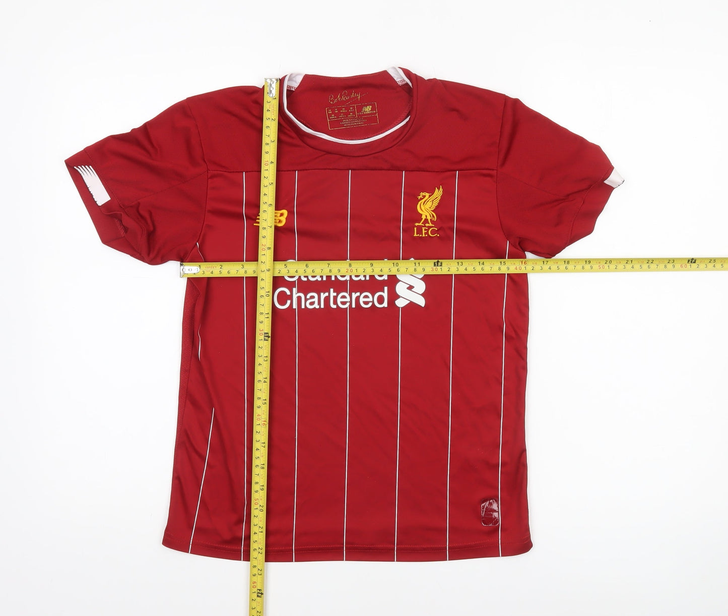 New Balance Boys Red Liverpool FC Short Sleeve Football Jersey T-Shirt Size 26