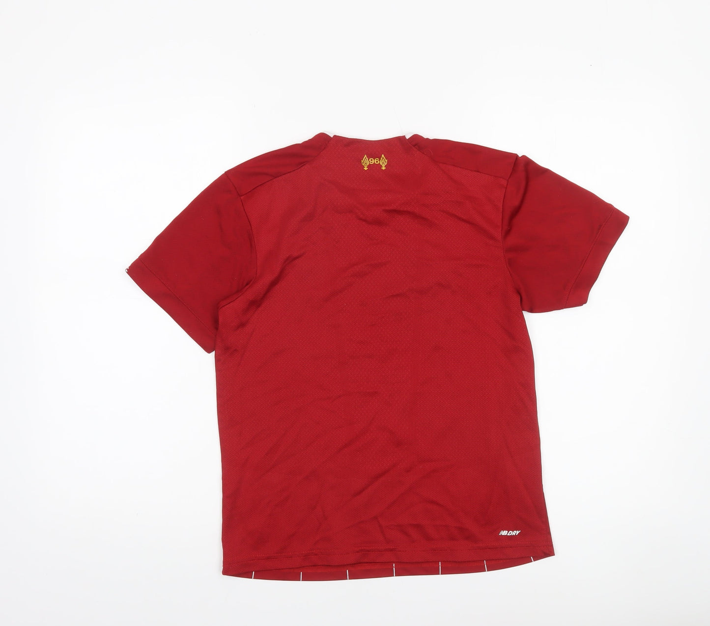 New Balance Boys Red Liverpool FC Short Sleeve Football Jersey T-Shirt Size 26