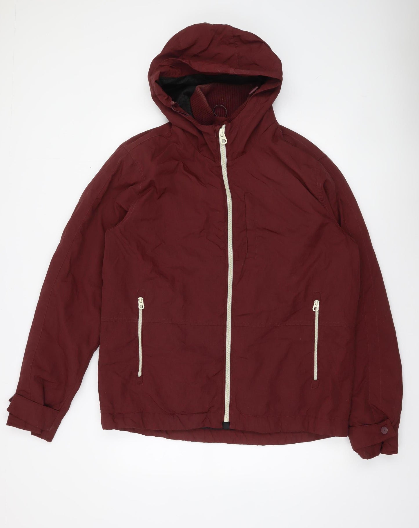 Next Men's Red Hooded Windbreaker Jacket Size L Lightweight Casual