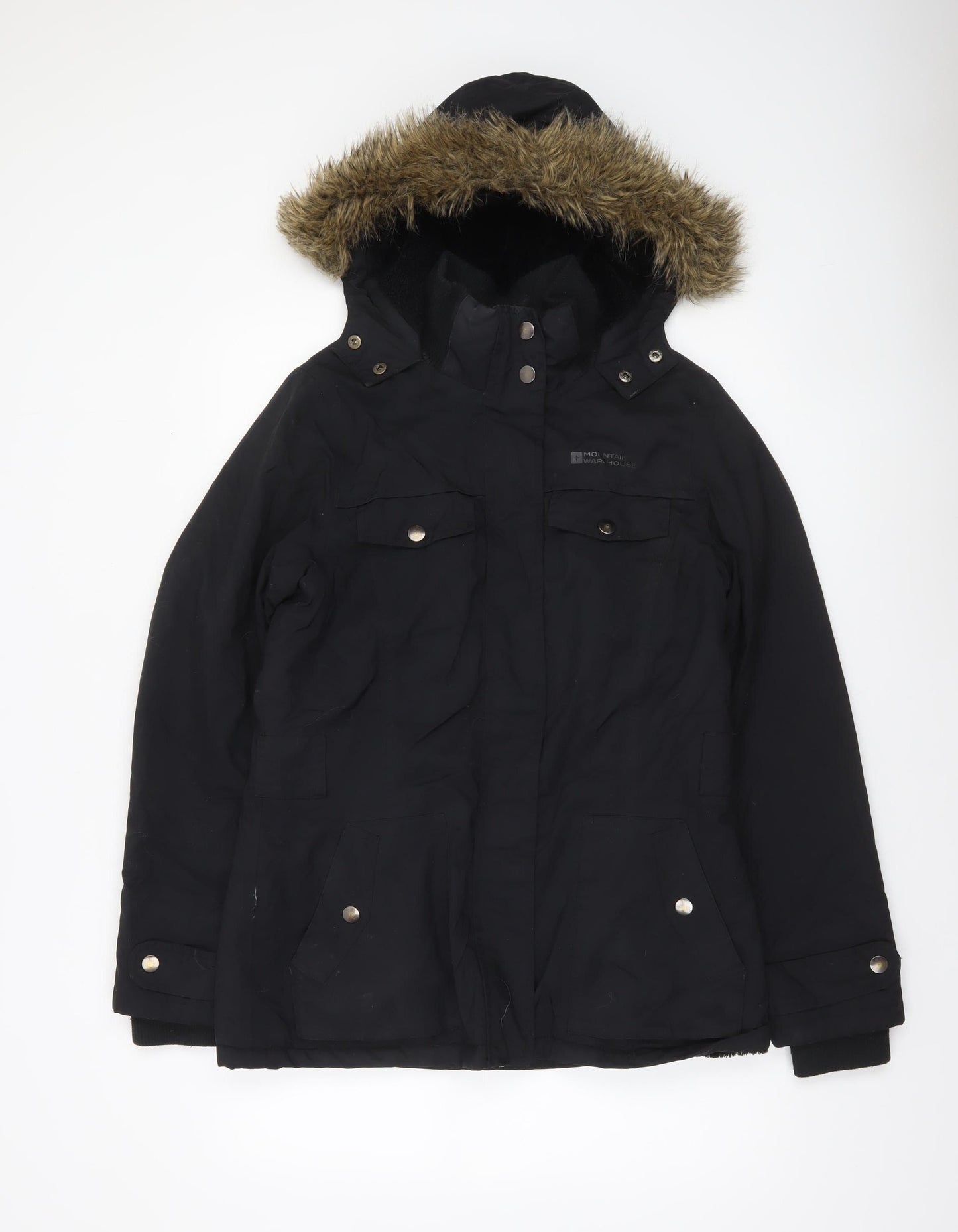 Womens UK Size 12 Regular Mountain Warehouse Black Polyester Jacket