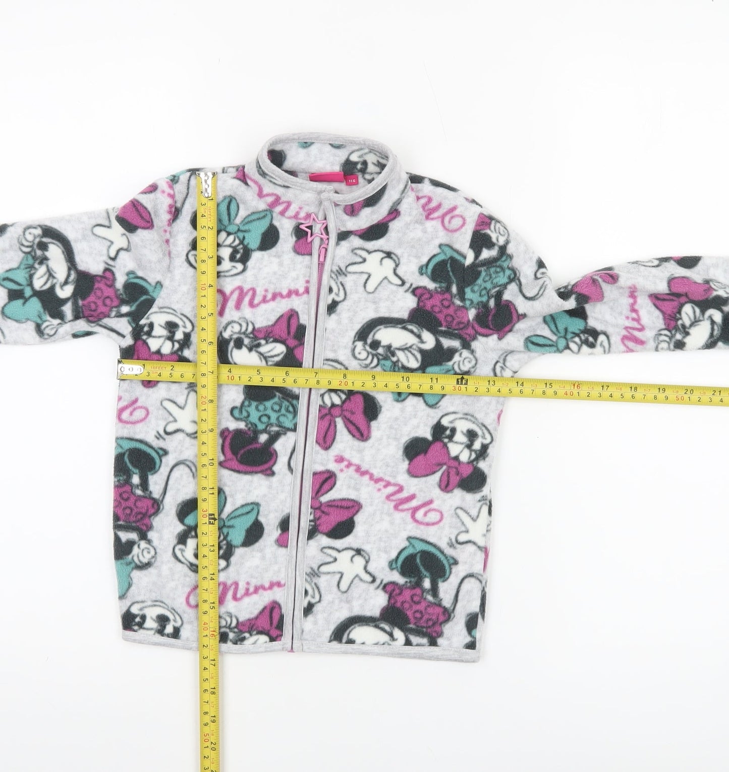 Disney Girls Grey Minnie Mouse Fleece Full Zip Jacket - Size 6 Years