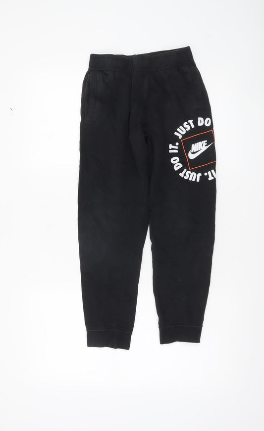 Nike Boys Black Jogger Sweatpants M 137-147cm Elastic Waist Cotton Blend