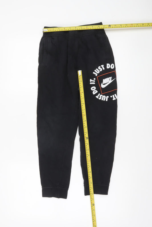 Nike Boys Black Jogger Sweatpants M 137-147cm Elastic Waist Cotton Blend