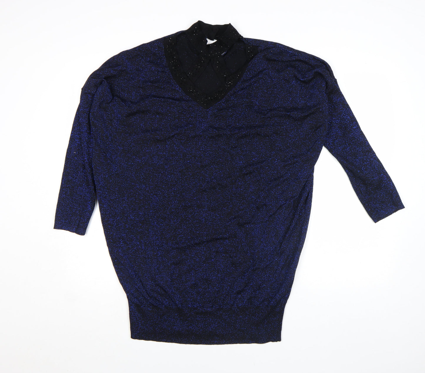 STAR by Julien Macdonald Women's Blue Beaded Tunic Top Size 18