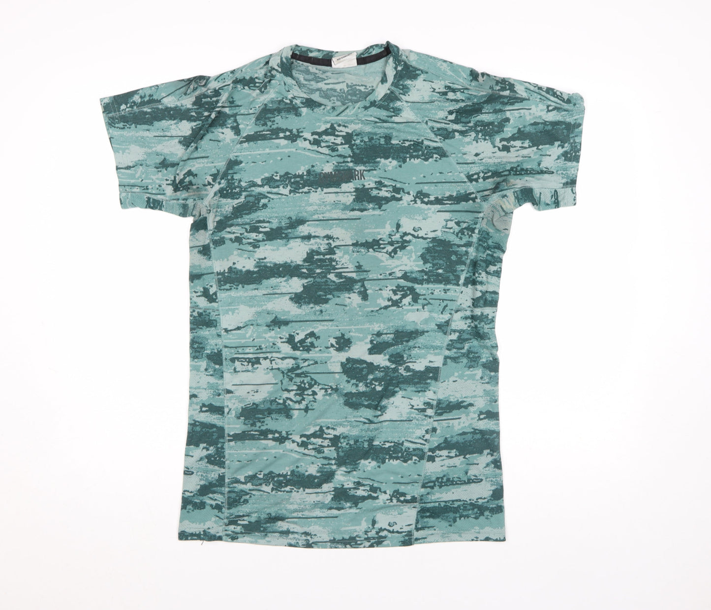 Gymshark Men's Green Camouflage Slim Fit Short Sleeve T-Shirt M