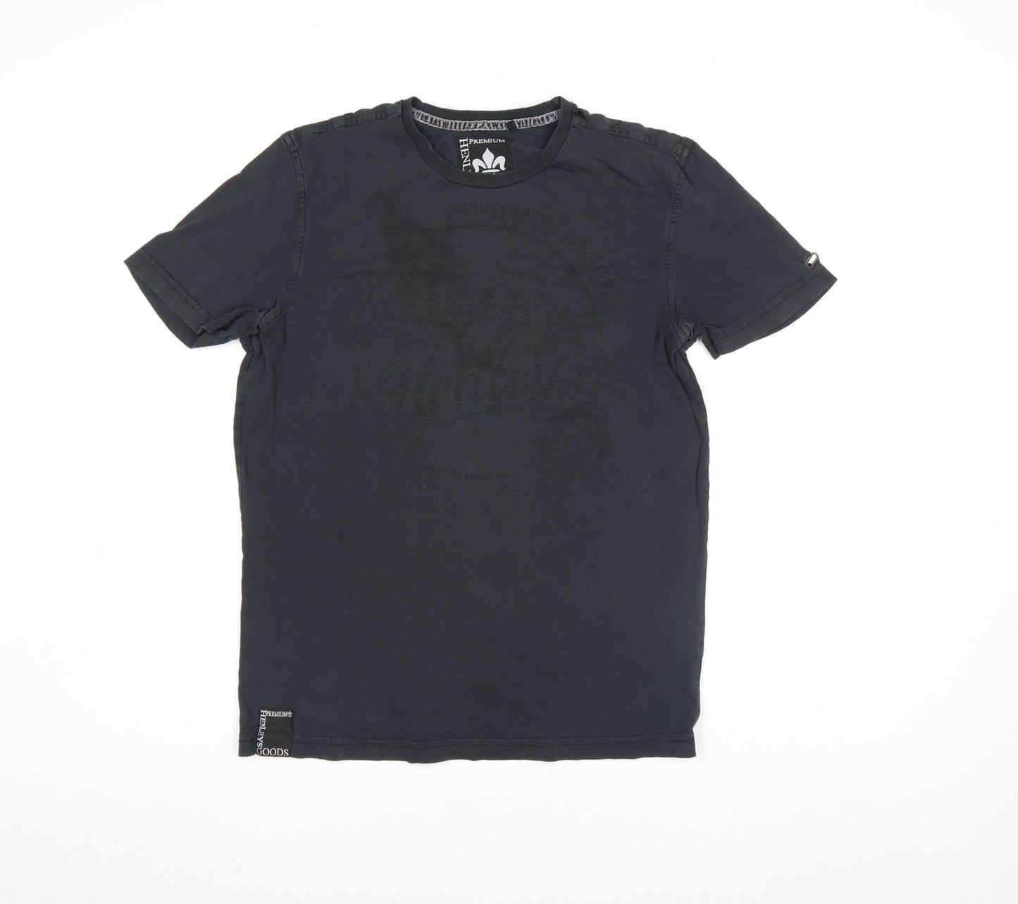 Henleys Men Black Regular Fit Cotton Graphic T-Shirt M