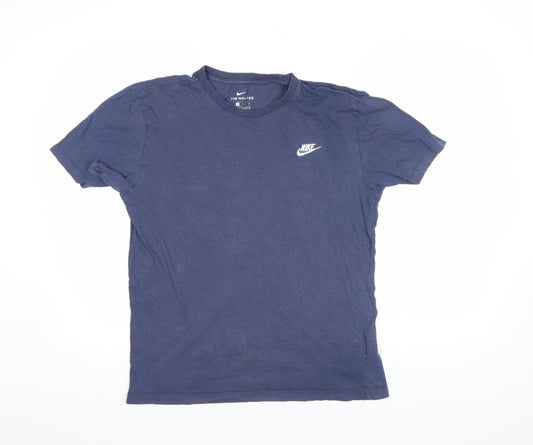 Nike Men's Blue Crew Neck Cotton T-Shirt Medium