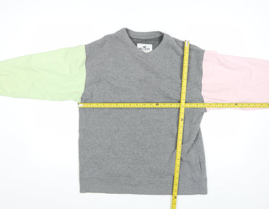Hollister Mens Multicoloured Grey Sweatshirt XS Crew Neck Pullover
